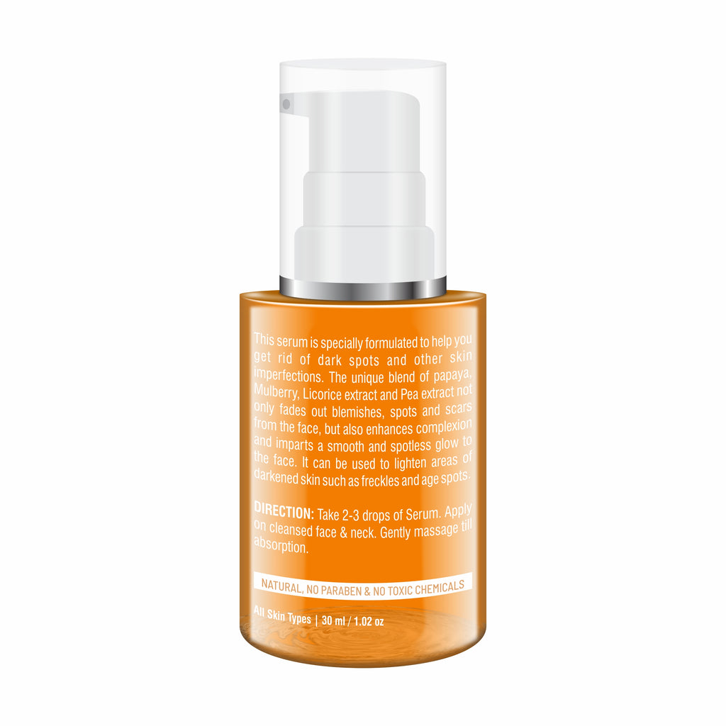 Oshea Herbals Papaya Clean Anti Blemish Face Serum - Hydrates Skin - Lightens Blemishes & Enhances Complexion - For Spotless Glow - Enriched with Papaya & Mulberry Extract - 30 ml
