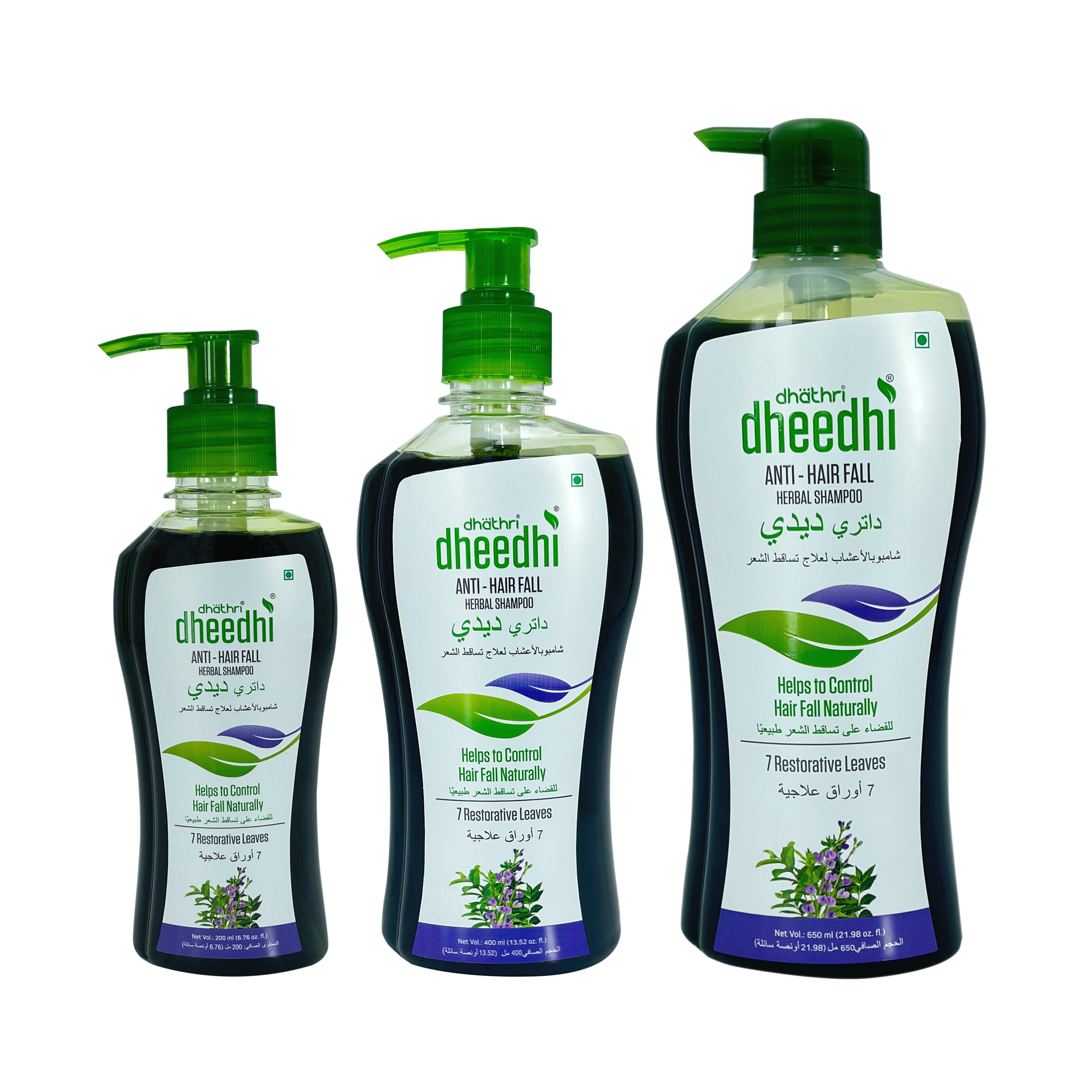 Dhathri Dheedhi Anti-Hair Fall Herbal Shampoo  7 Restorative Leaves   Helps to Control Hair Fall Naturally  400ml