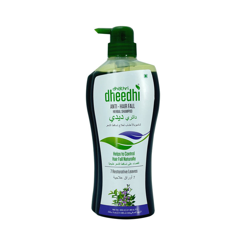 Dhathri Dheedhi Anti-Hair Fall Herbal Shampoo with 7 Restorative Leaves - Helps to Control Hair Fall Naturally - 650ml