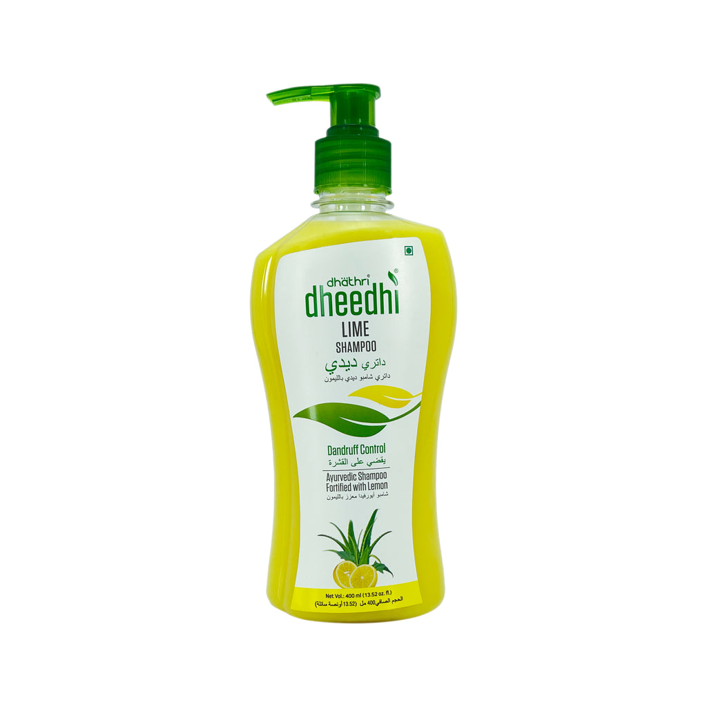 Dhathri  Dheedhi Lime Shampoo Dandruff Control - Ayurvedic Shampoo Fortified with Lemon  - Prevents Dandruff & Scalp Itching   400 ml