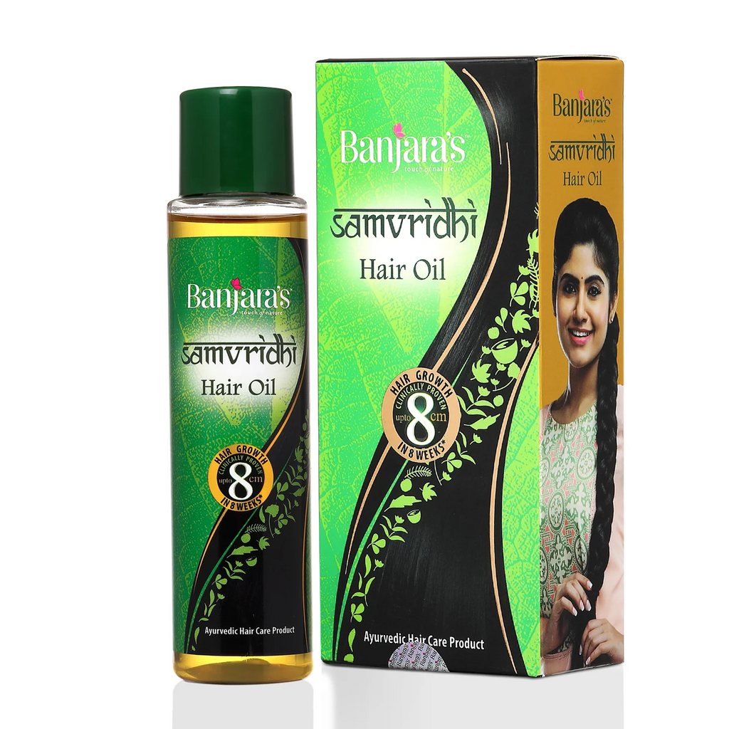 Banjara's Samvridhi Hair Oil - Promotes Growth, Increases Scalp Circulation & Conditions Hair from First Use - Fights Hair Fall, Hair Breakage, Dandruff, Premature Greying & Dryness- 125 ml