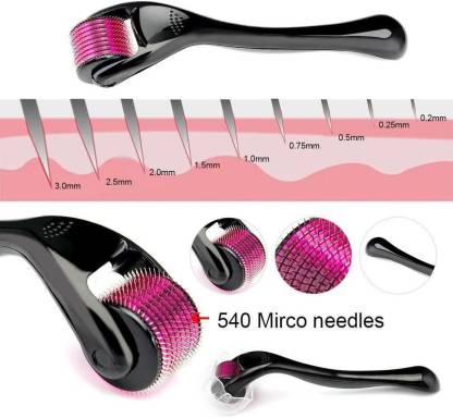 Menqshahayd Derma Roller - For Anti Ageing Skin & Skin Tightening - Skin Rejuvenation & Reducing Wrinkles Scars    - Black