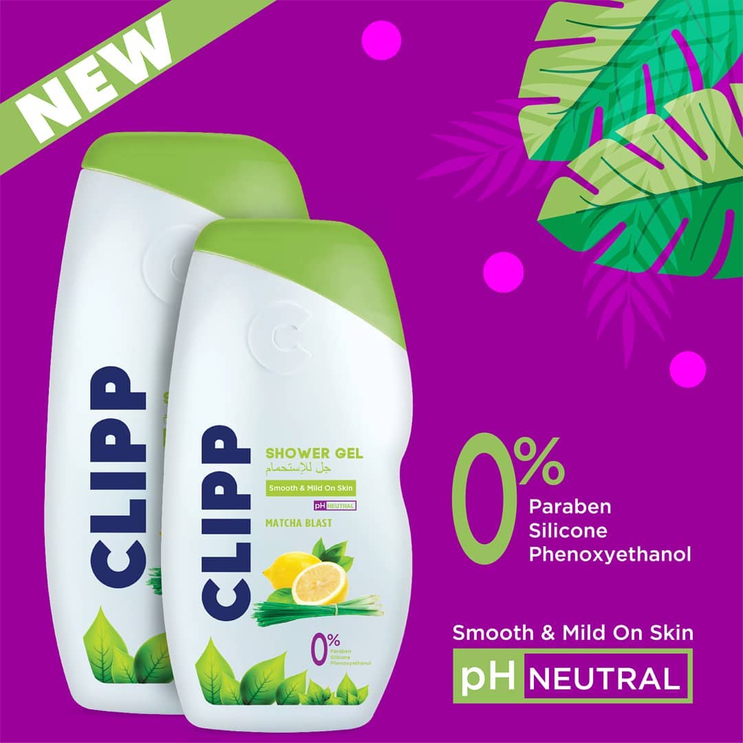 Clipp Shower Gel Matcha Blast Smooth & Mild On Skin PH Neutral 0% Paraben, Silicon, Phenoxyethanol Nourishes Skin and Prevents Dryness and Itchiness  250ml