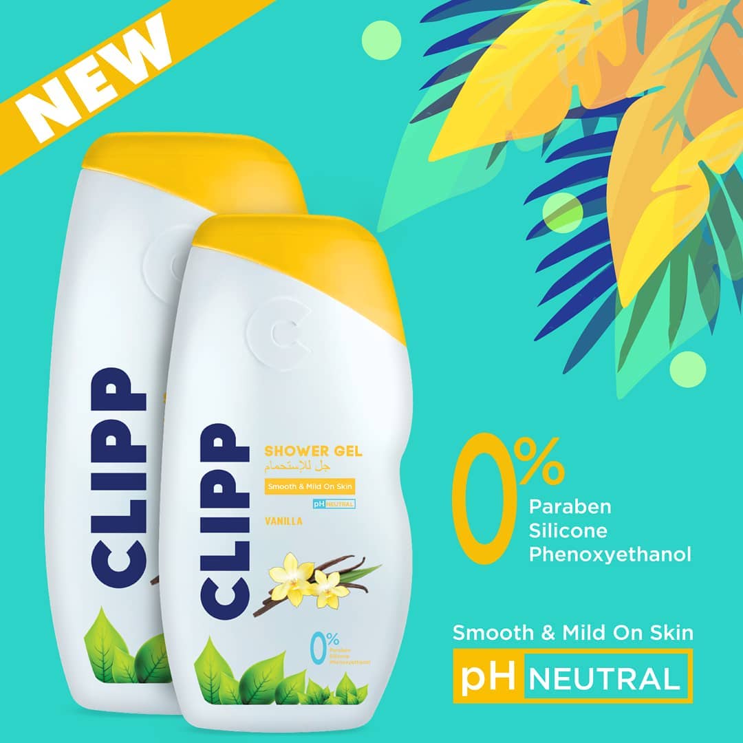 Clipp Shower Gel Vanilla Smooth & Mild On Skin PH Neutral 0% Paraben, Silicon, Phenoxyethanol Nourishes Skin and Prevents Dryness and Itchiness 250ml