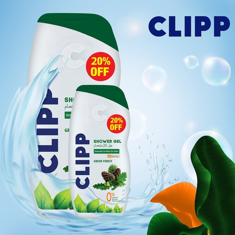 Clipp Shower Gel Green Forest  - Smooth & Mild On Skin - Paraben, Silicon & Phenoxyethanol Free      250ml