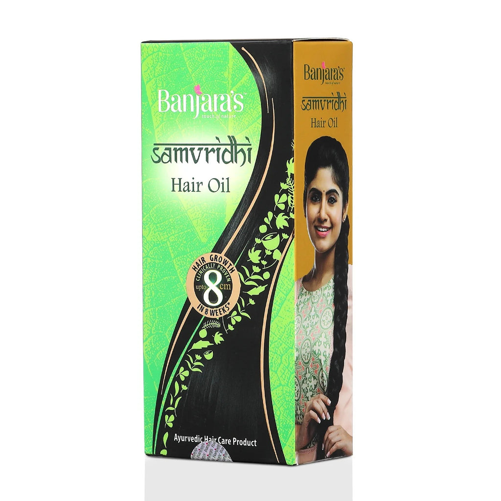 Banjara's Samvridhi Hair Oil - Promotes Growth, Increases Scalp Circulation & Conditions Hair from First Use - Fights Hair Fall, Hair Breakage, Dandruff, Premature Greying & Dryness- 125 ml