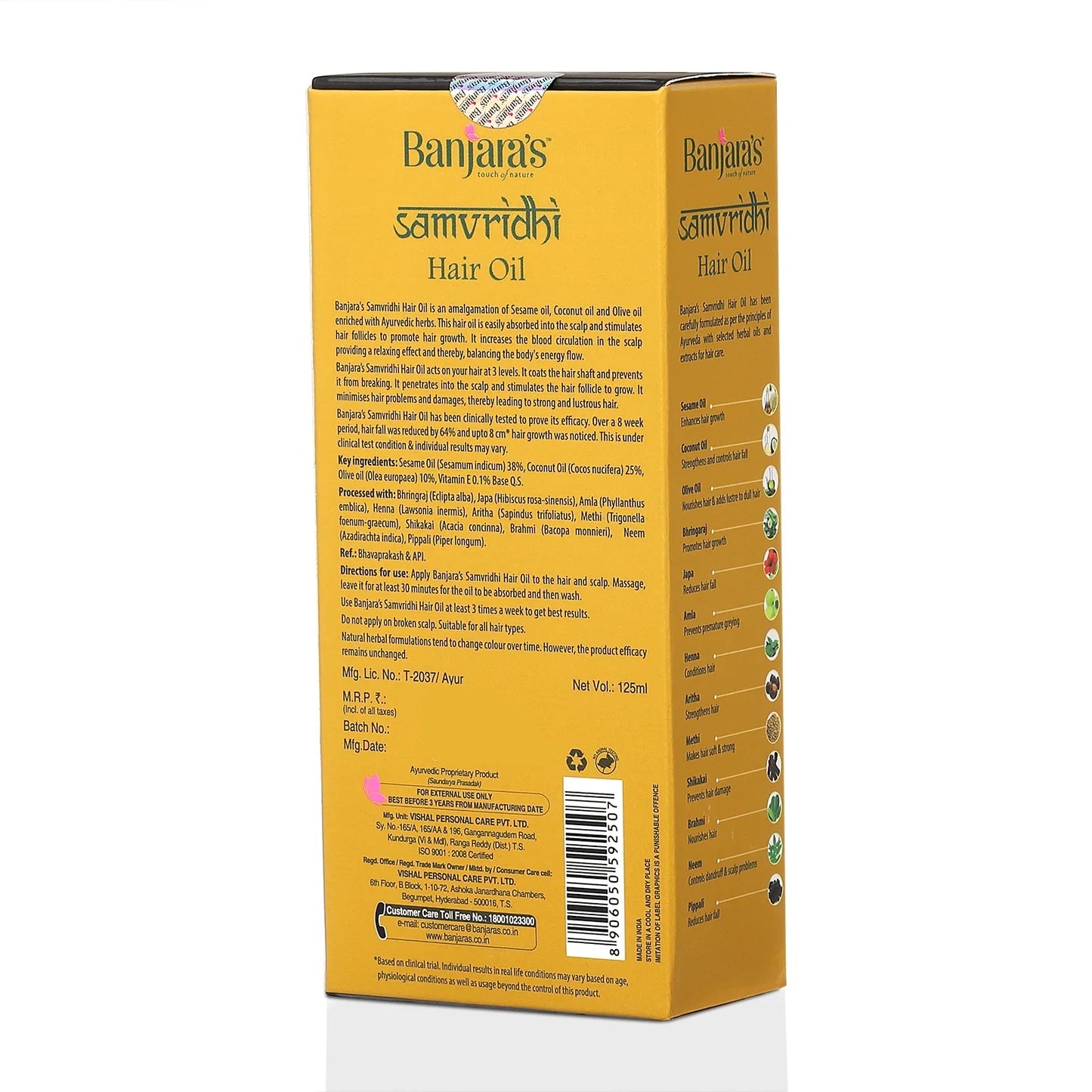 Banjara's Samvridhi Hair Oil - Promotes Growth, Increases Scalp Circulation & Conditions Hair from First Use - Fights Hair Fall, Hair Breakage, Dandruff, Premature Greying & Dryness- 125 ml