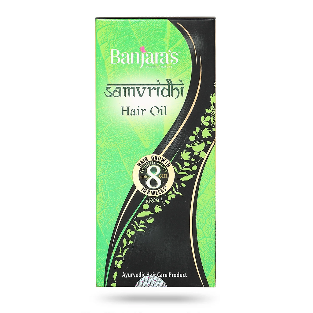 Banjara's Samvridhi Hair Oil - Promotes Growth, Increases Scalp Circulation & Conditions Hair from First Use - Fights Hair Fall, Hair Breakage, Dandruff, Premature Greying & Dryness- 125 ml