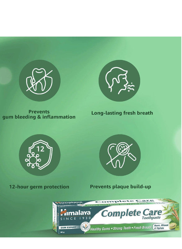 Himalaya Complete Care Toothpaste | With the Goodness of Neem, Miswak & Triphala | Healthy Gums, Strong Teeth, Fresh Breath - 80g