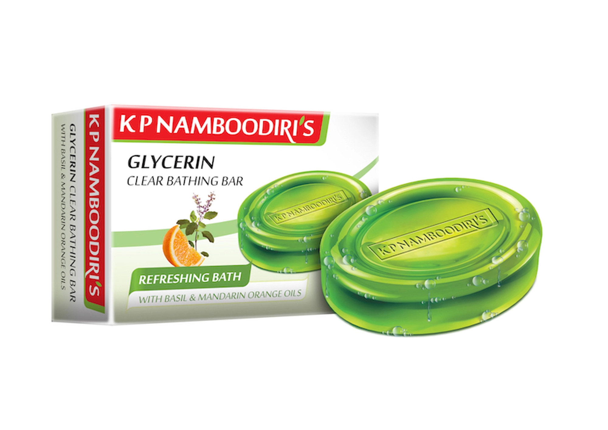 K P Namboodiri's Glycerin Clear Bathing Bar Refreshing Bath  With Basil & Mandarin Orange Oils  - 75 gms