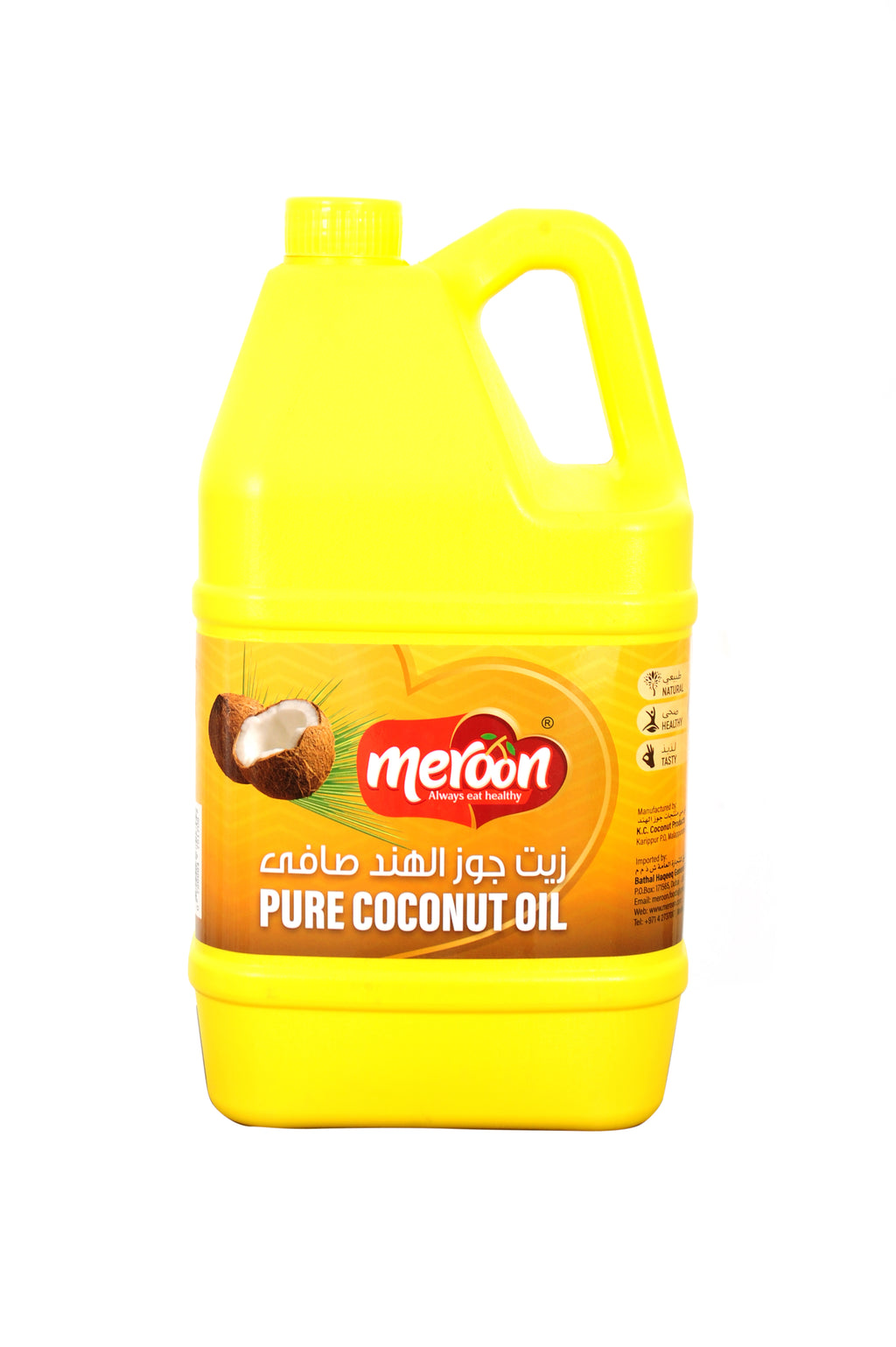 Meroon Pure Coconut Oil - Suitable for Cooking, Promotes Hair Health & Skin Moisturization - with Antimicrobial Properties & Rich in Antioxidants - 5 Liters