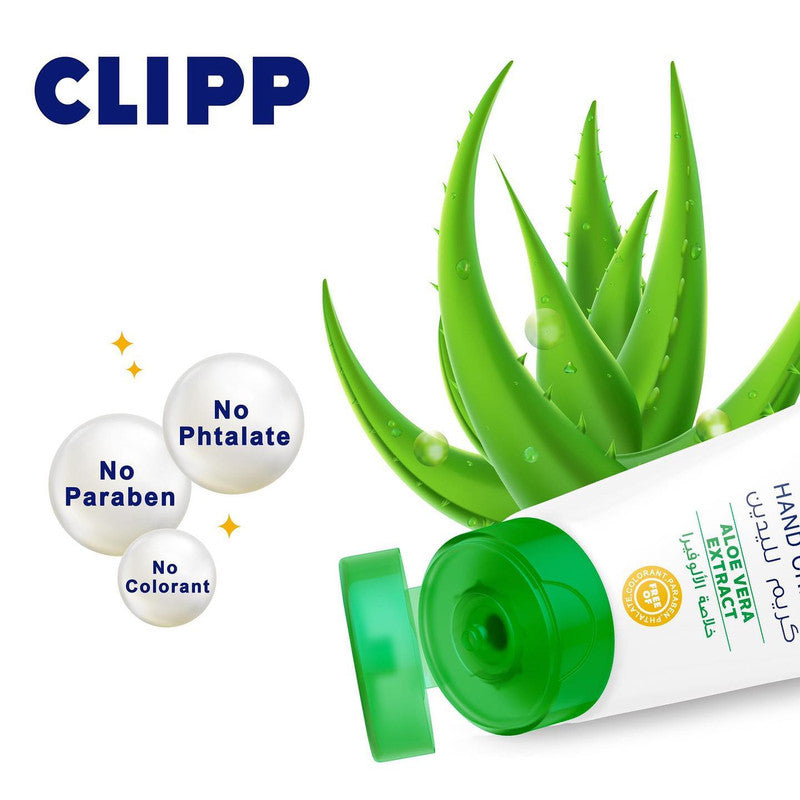 Clipp Hand Cream Aloe Vera Extract Free of Colorant, Paraben & Phtalate Natural Beeswax Nourishes Skin On The Hands And Provides Protection 75ml