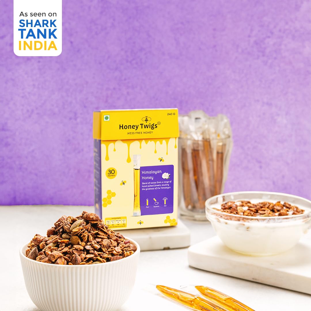 Honey Twigs Himalayan Pure Honey - Best Ingredients, High Quality & No Added Sugar - 30 x 8 g
