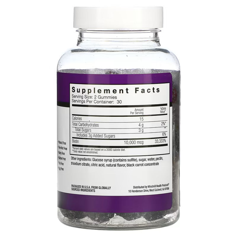 RejuviCare Biotin Gummies 10,000 mcg Raspberry Flavour  - For Healthier Hair & Nails  - Promote Vibrant Skin - Dietary Supplement - 60 Gummies / 30 Servings
