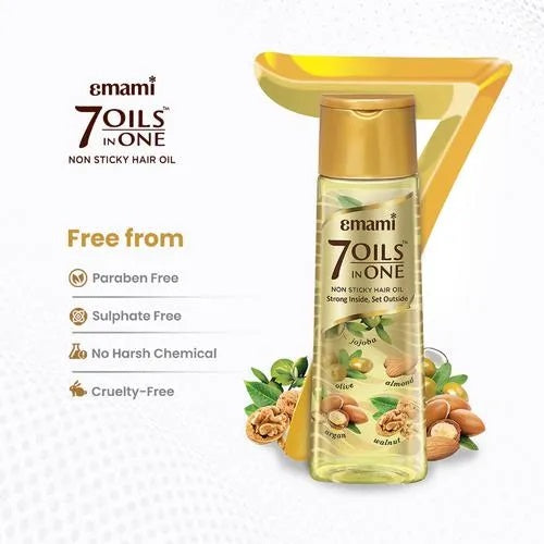 Emami 7 in 1 Non Sticky Hair Oil - Reduce Hair Fall  - Promotes Hair Growth - 100 ml