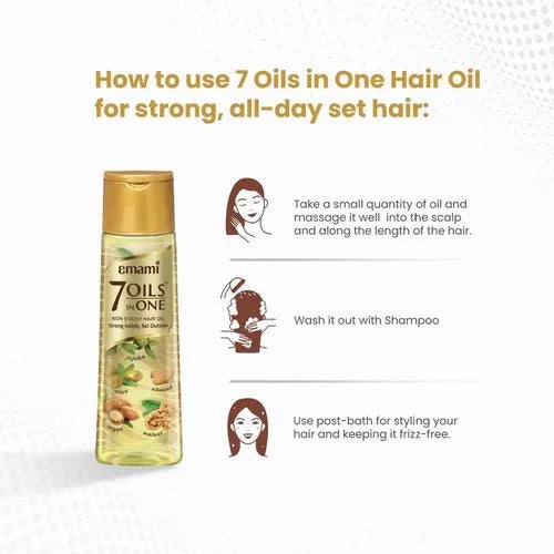 Emami 7 in 1 Non Sticky Hair Oil - Reduce Hair Fall  - Promotes Hair Growth - 100 ml