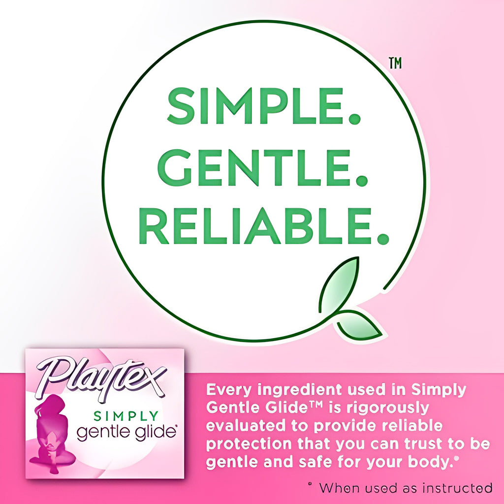 Playtex Simply Gentle Glide Regular Absorbency Tampons - Fragrance Free - Simple.Gentle.Reliable - 16 Tampons with Free Plastic Applicator - White