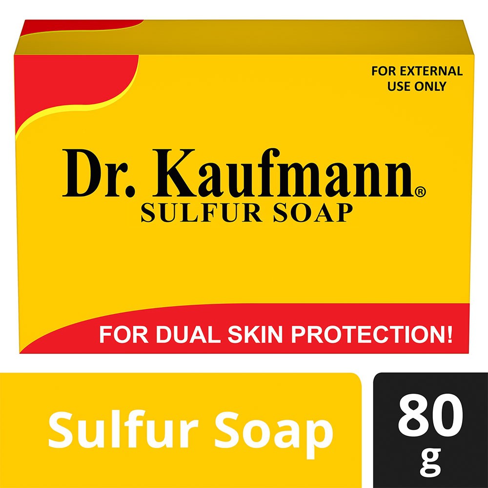 Dr. Kaufmann Medicated Sulfur Soap Bar - For Dual Skin Protection - Combats Skin Issues like Acne, Pimples, Eczema - 80 g