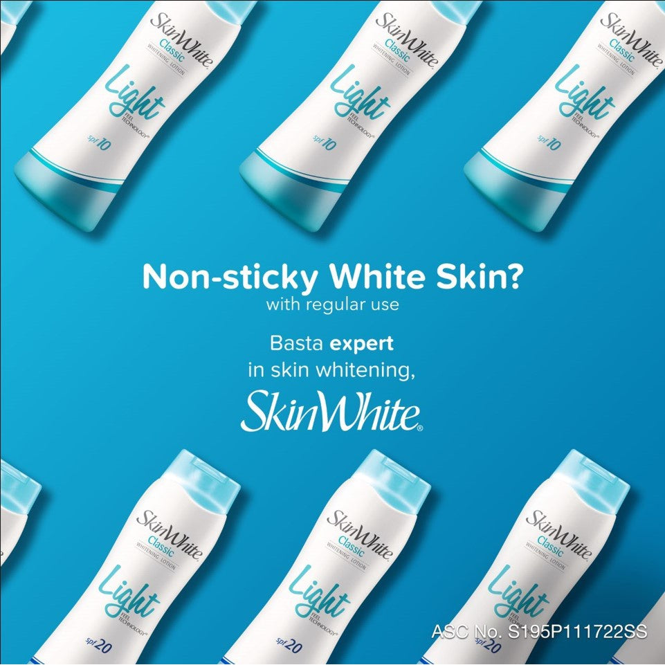 Skin White Whitening Lotion Classic SPF 10  - Light Feel Technology - For Lighter, Softer and Healthier Skin - Easily Absorbed By The Skin - With Cooling Sensation - 200ml