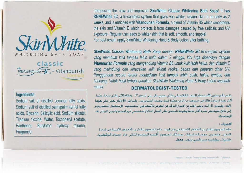 Skin White Whitening Bath Soap Classic - With ReneWhite 3C & Vitanourish Formula - For Clearer Skin in as Early as 2 Weeks - 135g