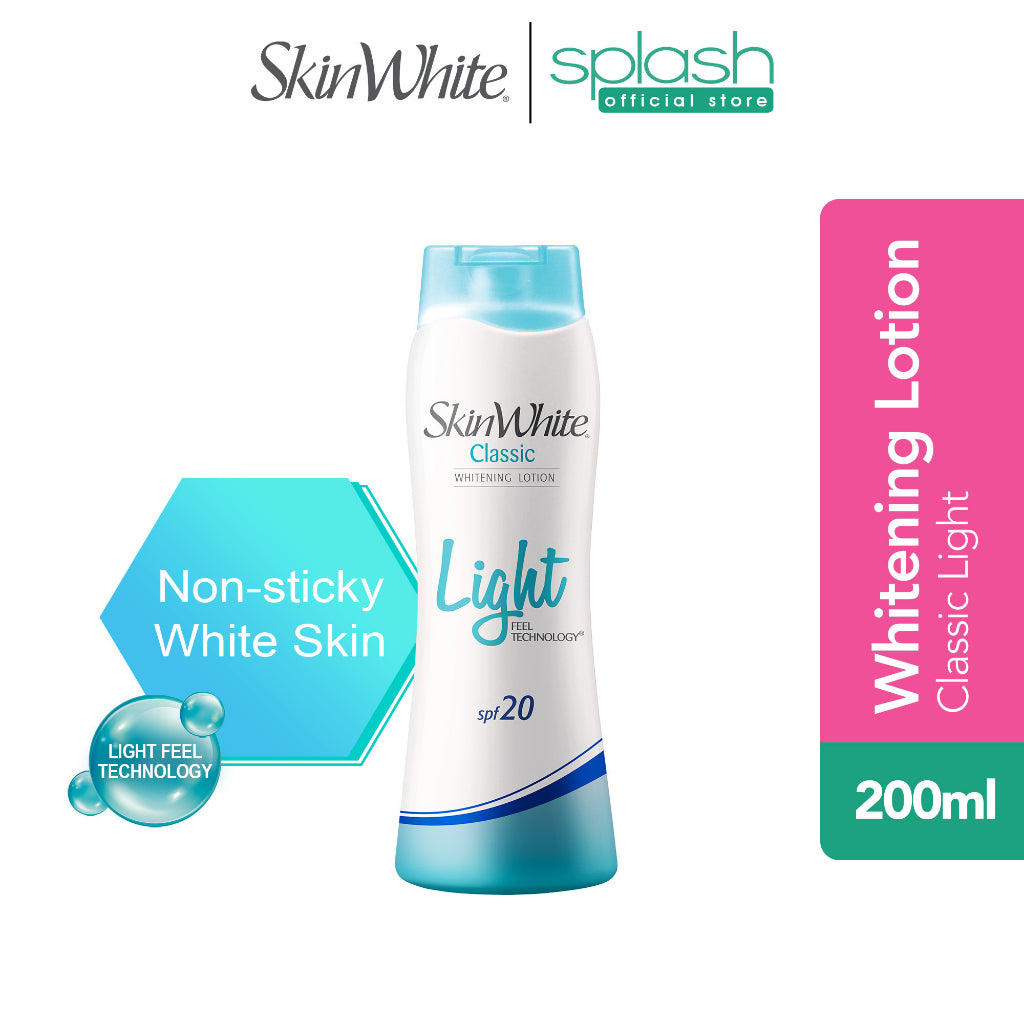 Skin White Whitening Lotion Classic SPF 20 - Light Feel Technology - For Lighter, Softer and Healthier Skin - Easily Absorbed By The Skin - With Cooling Sensation - 200ml