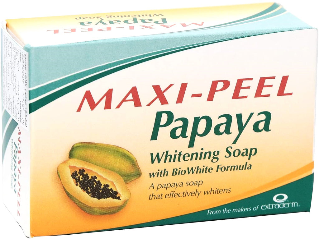 Maxipeel Papaya Soap - Whitening Soap with BioWhite Formula - Effectively Whitens Skin  - 135gm