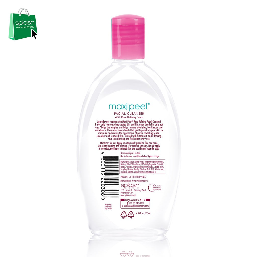 Maxipeel Facial Cleanser Pore Refining Cleanser  - Deep Cleansing and Vitamin-Enriched - Anti-Acne, Smoothening and Lightening - 135ml