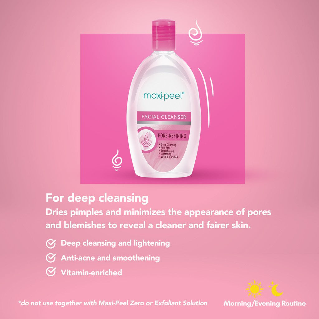 Maxipeel Facial Cleanser Pore Refining Cleanser  - Deep Cleansing and Vitamin-Enriched - Anti-Acne, Smoothening and Lightening - 135ml