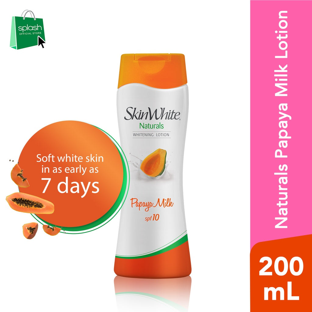 Skin White Whitening Lotion Papaya Milk SPF 10 - Whitens Skin in 7 Days - For Lighter, Softer and Healthier Skin - 200ml