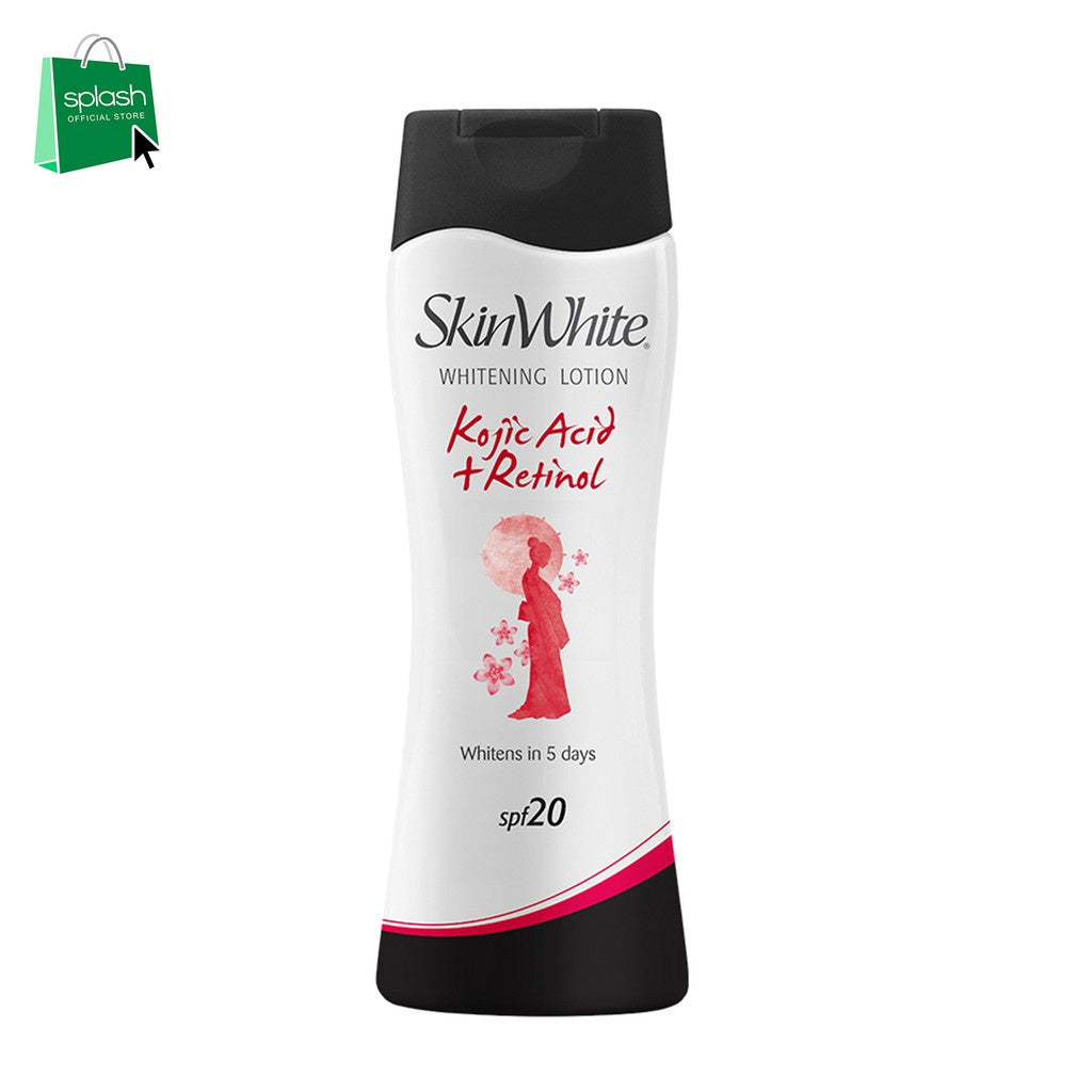 Skin White Whitening Lotion Kojic Acid + Retinol SPF 20 - Whitens Skin in 5 Days - Lightens Scars and Dark Spots - Removes Dead Skin Cells - 200ml
