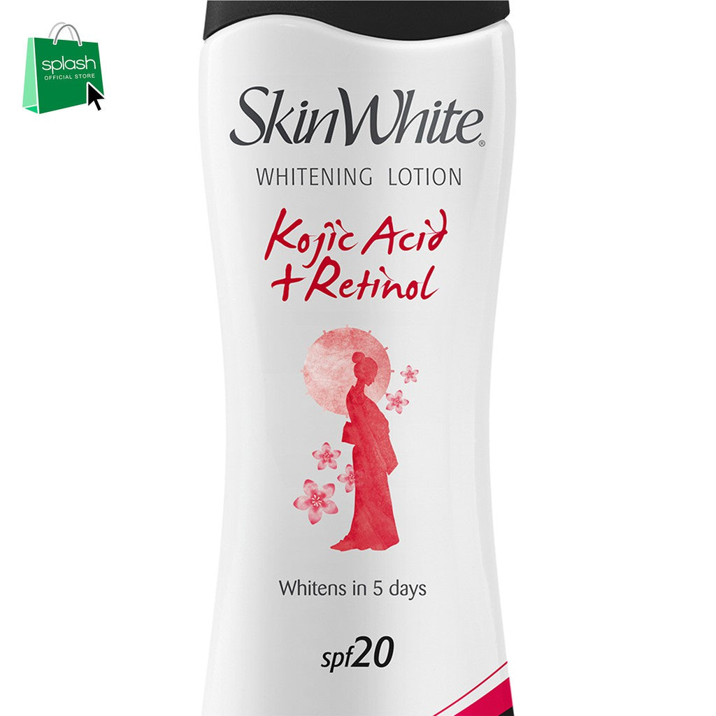 Skin White Whitening Lotion Kojic Acid + Retinol SPF 20 - Whitens Skin in 5 Days - Lightens Scars and Dark Spots - Removes Dead Skin Cells - 200ml