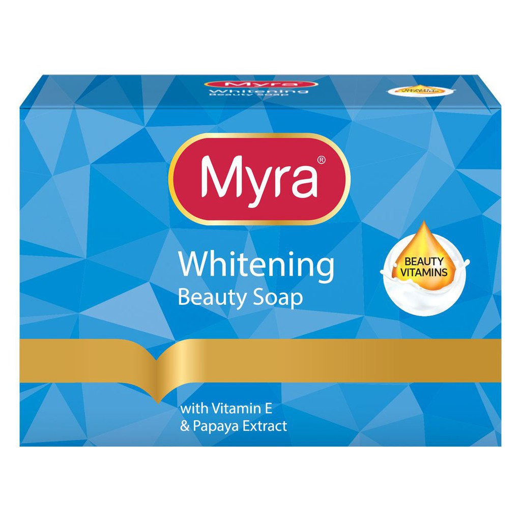 Myra Whitening Beauty Soap - With Vitamin E and Papaya Extract - Deeply Cleanses for Healthy White Skin -  90g