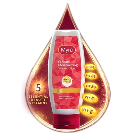 Myra Classic Moisturizing Vitamin Lotion  - With Grape Seed Oil & 24hr Moisture Lock - Keeps Skin Smooth, Glowing & Healthy - Powerful Combination of Vitamins - 200ml