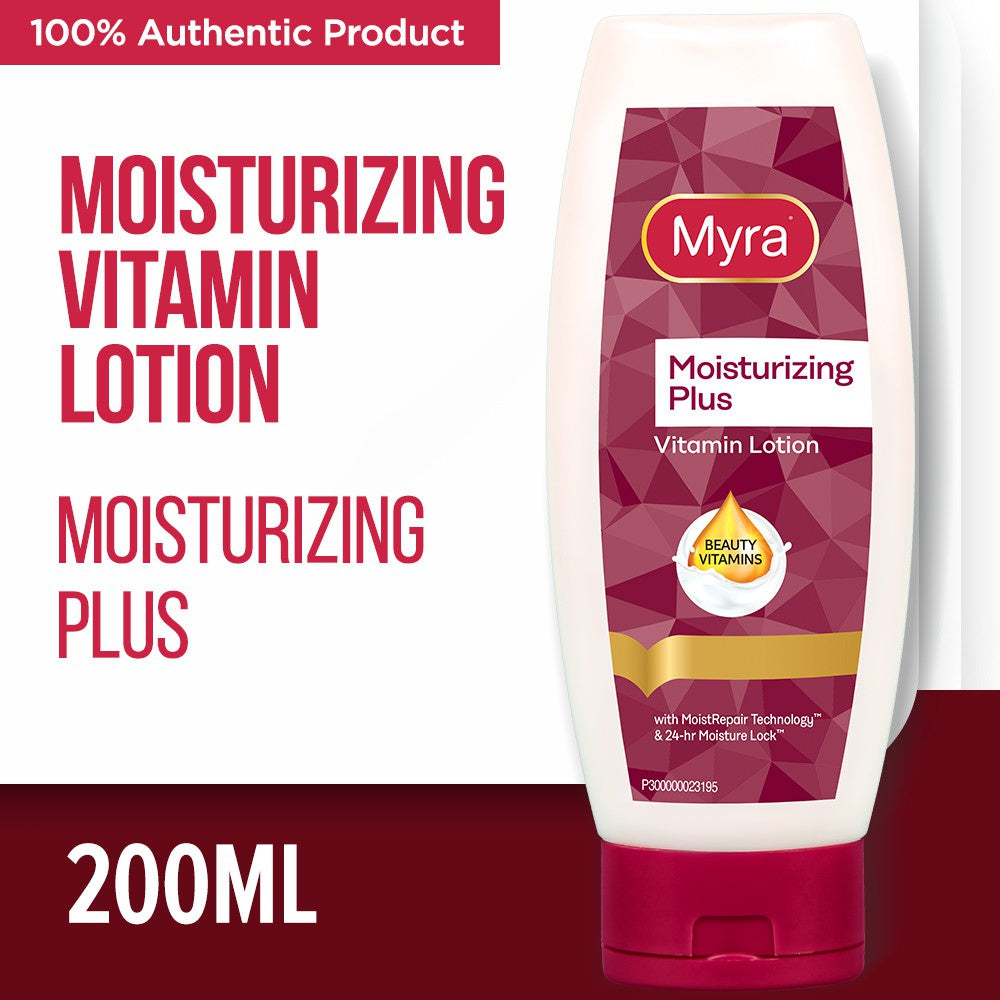 Myra Classic Moisturizing Plus Vitamin Lotion  - With MoistRepair Technology & 24hr Moisture Lock - Keep Skin Smooth,Glowing & Healthy - Powerful Combination of Vitamins - 200ml