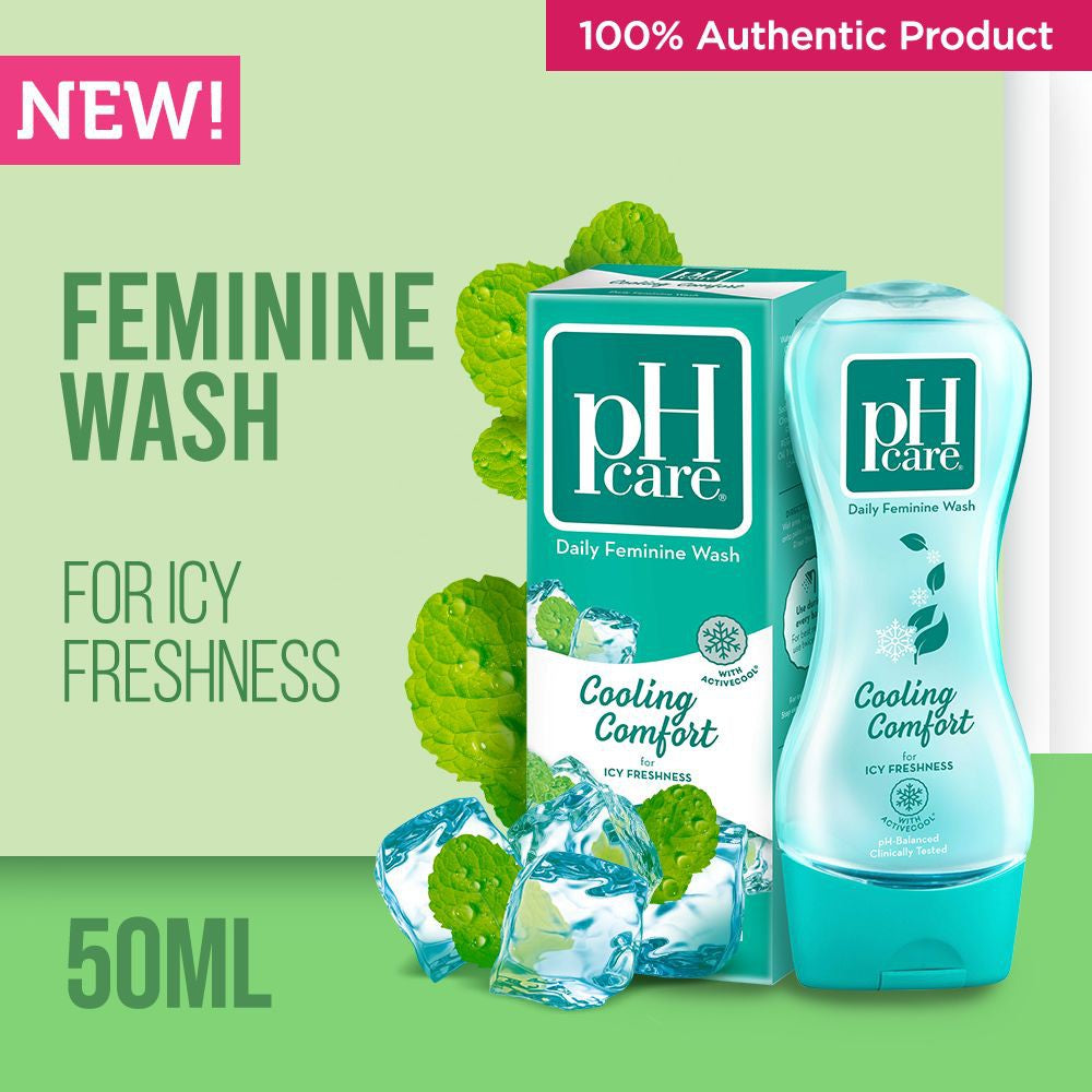 pH care  Daily Feminine Wash Cooling Comfort  - For Icy Freshness - With Active Cool - Safe for Everyday Use - pH-Balanced & Clinically Tested - 50ml