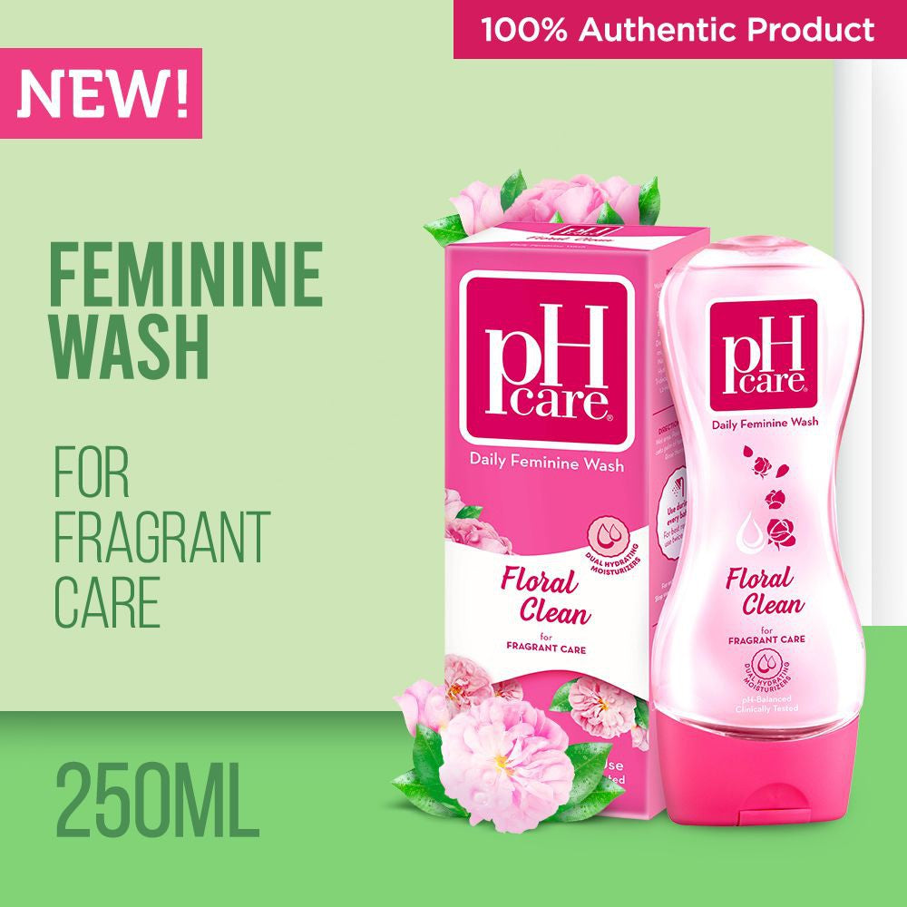 pH care Daily Feminine Wash Floral Clean  - For Fragrant Care - Dual Hydrating Moisturizer - Safe for Everyday Use - pH-Balanced & Clinically Tested - 250ml
