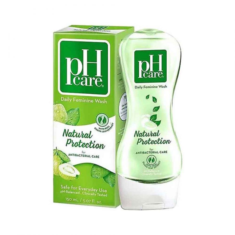pH care Daily Feminine Wash Natural Protection - With Real Guava Leaf Extract - For Antibacterial Care - Safe for Everyday Use - pH-Balanced & Clinically Tested - 150ml