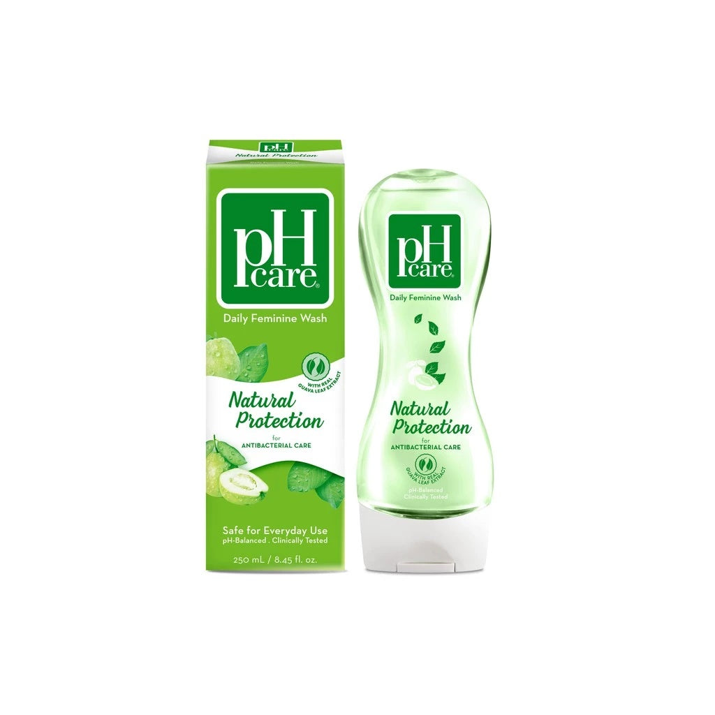 pH care Daily Feminine Wash Natural Protection - With Real Guava Leaf Extract - For Antibacterial Care - Safe for Everyday Use - pH-Balanced & Clinically Tested - 250ml