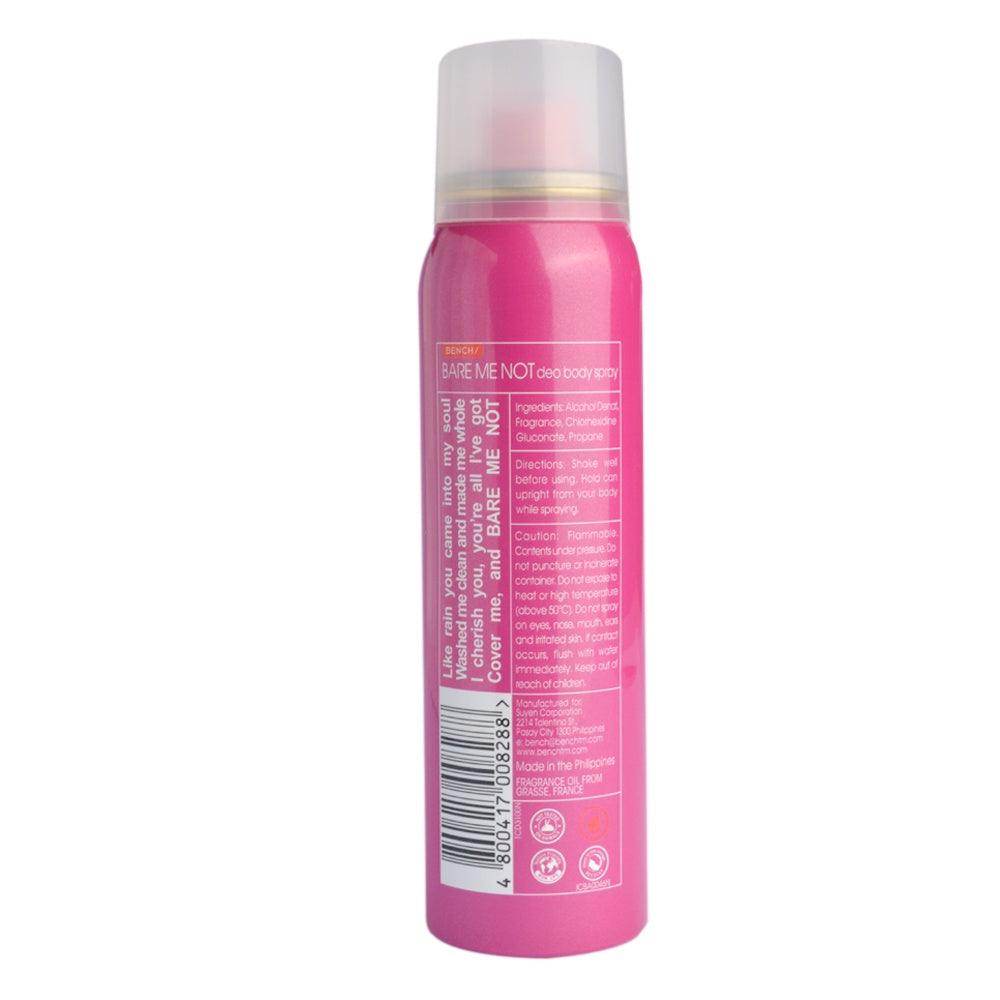 Bench Deodorant Body Spray Bare Me Not - Combines Various Aromatic Elements - Long-lasting Scent - 100 ML