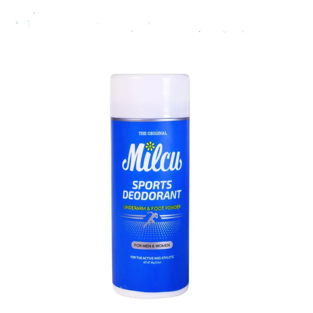 Milcu Sports Deodorant Underarm & Foot Powder  - For Active & Athletic People - Sweat Absorbing Powder & Odor Control Powder - For Men and Women - Long Lasting Protection - 80 g