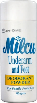 Milcu 2 in 1 Underarm & Foot Deodorant Powder - For Family Protection - Sweat Absorption, Light & Non-Greasy - Natural Odor Control  - Long Lasting Protection -  80 g