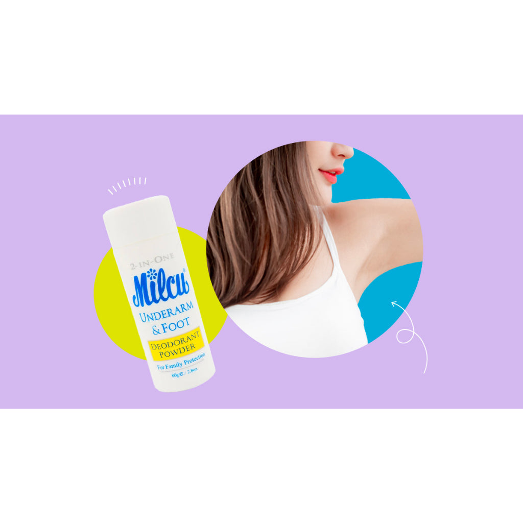 Milcu 2 in 1 Underarm & Foot Deodorant Powder - For Family Protection - Sweat Absorption, Light & Non-Greasy - Natural Odor Control  - Long Lasting Protection -  80 g