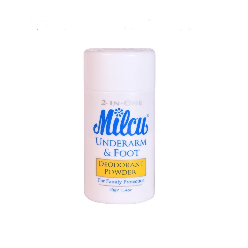Milcu 2 in 1 Underarm & Foot Deodorant Powder - For Family Protection - Sweat Absorption, Light & Non-Greasy - Natural Odor Control  - Long Lasting Protection -  40 g