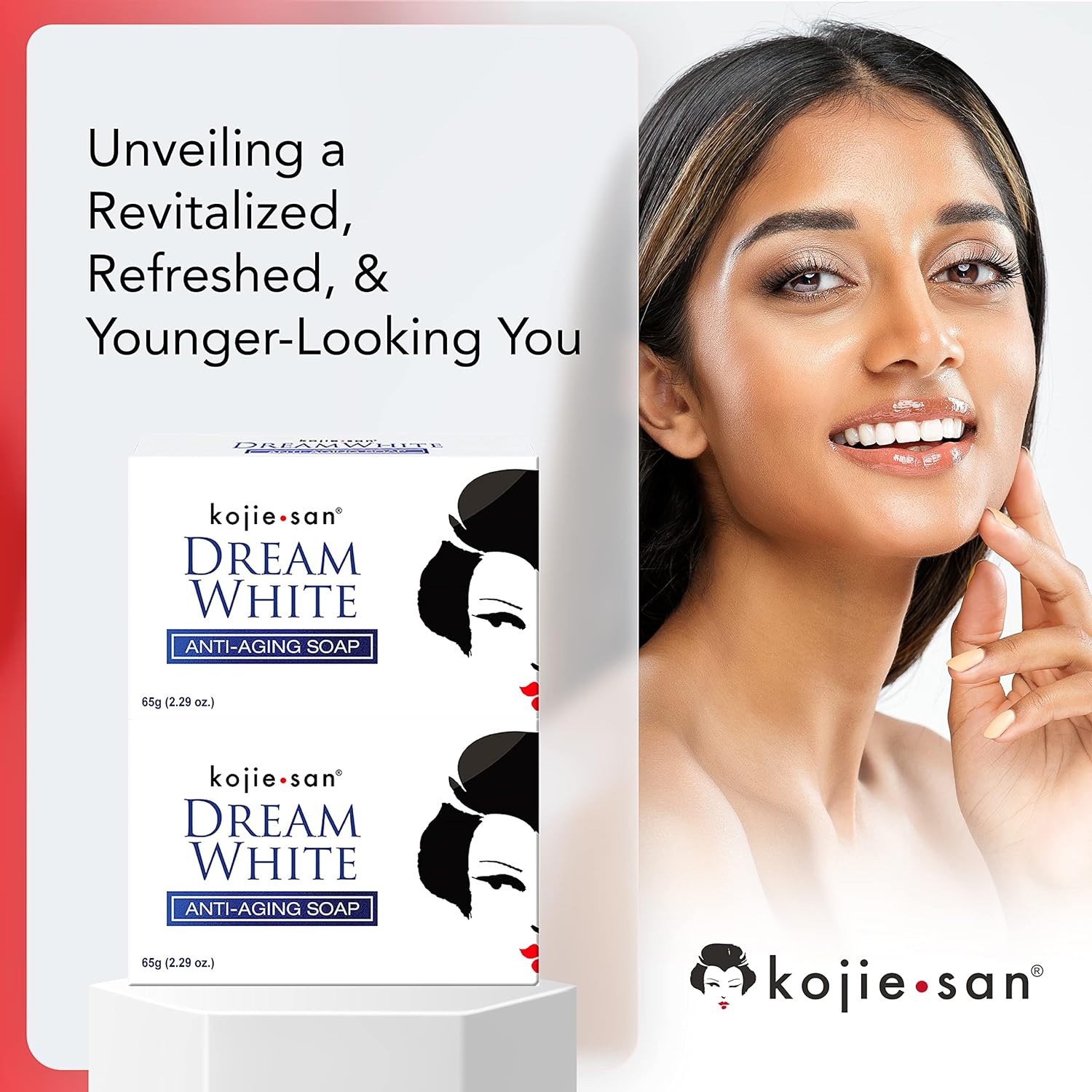 Kojiesan Dream White Anti-Aging Soap - Combination of Collagen & Elastin Plus Lightening Effect of Kojic Acid - Helps Moisturize & Whitens Your Skin - 2 x 135g