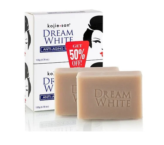 Kojiesan Dream White Anti-Aging Soap - Combination of Collagen & Elastin Plus Lightening Effect of Kojic Acid - Helps Moisturize & Whitens Your Skin - 2 x 135g