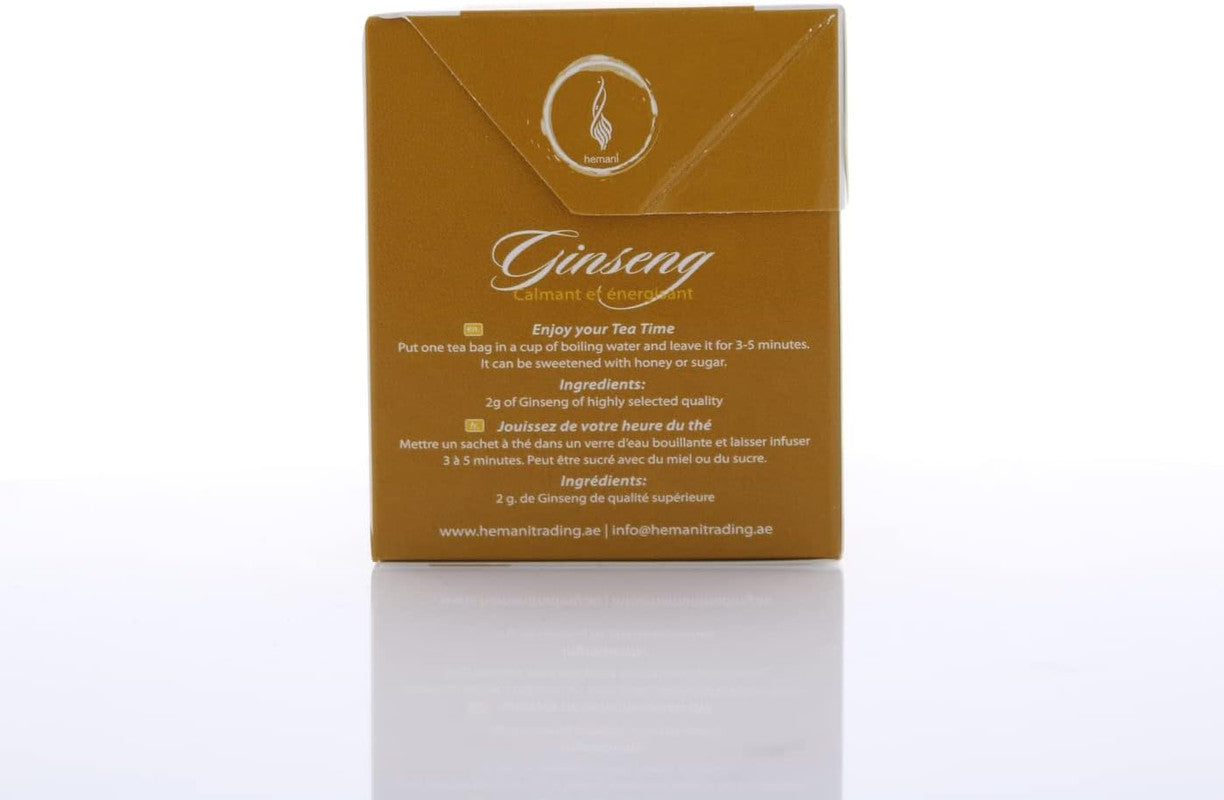 Hemani Ginseng Green Tea - Healing Beverage - Boosts Energy and Provides Mental Clarity - Calming & Energizing  - 20 Tea Bags - 50 gms