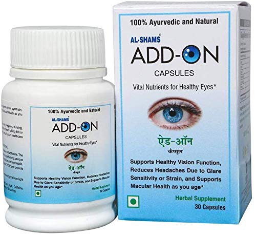 Al-Shams Add-On Capsules - Vital Nutrients For Healthy Eyes - 100% Ayurvedic & Naturals - Support Healthy Vision Functions - 30 Capsules