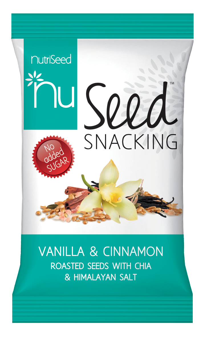 NutriSeed NuSeed Snacking Vanilla & Cinnamon Roasted Seeds With Chia & Himalayan Salt - For the Carb Conscious - High in Dietary Fibre & Protein - No Added Sugar - Gluten-Free & Keto Friendly - 30g