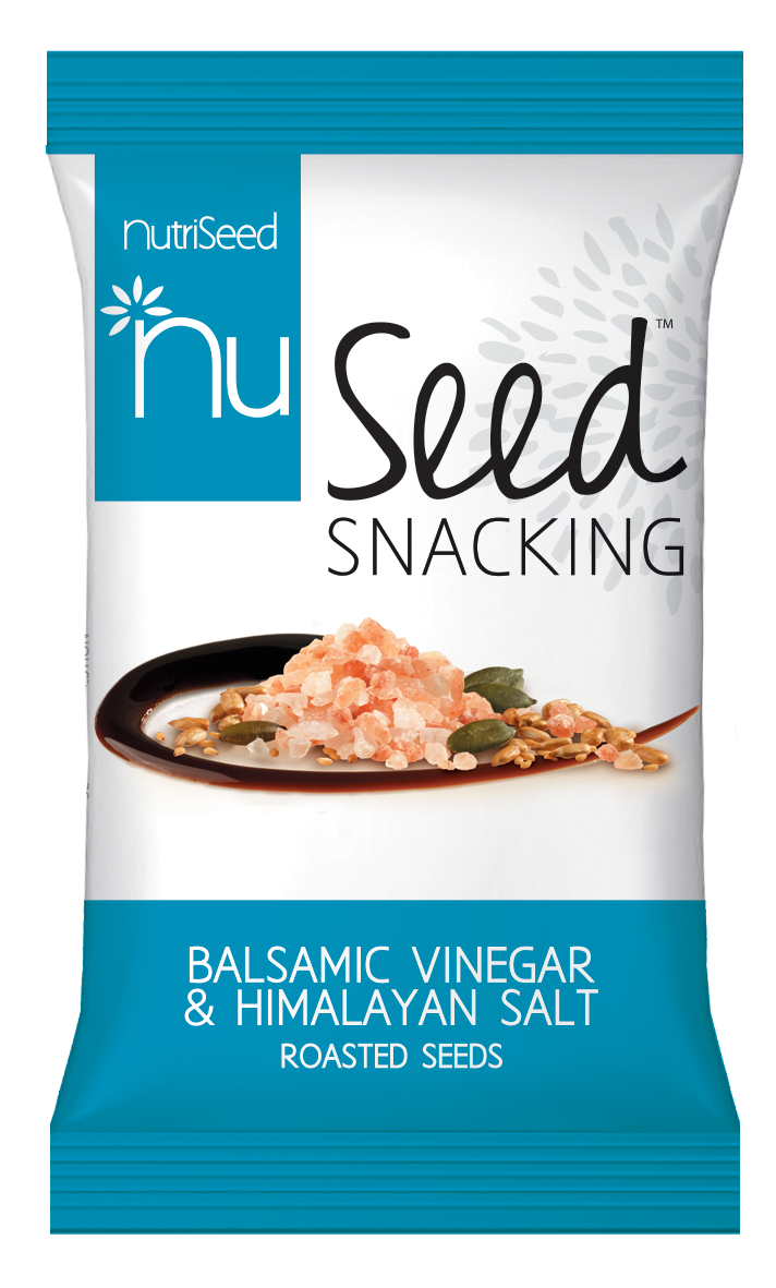NutriSeed NuSeed Snacking Balsamic Vinegar & Himalayan Salt With Roasted Seeds  - For the Carb Conscious - High in Dietary Fibre & Protein - Gluten-Free & Keto Friendly - 30g