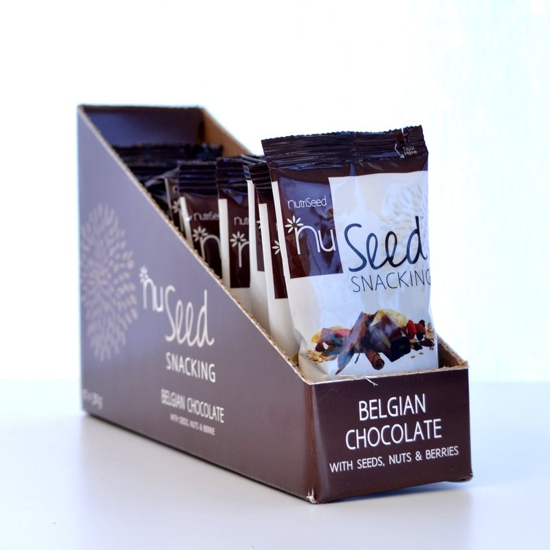 NutriSeed NuSeed Snacking Belgian Chocolate With Seeds, Nuts & Berries  - For the Carb Conscious - High in Dietary Fibre & Protein - Gluten-Free - Blend of Choco Drop,Raisins - 10x30g